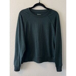 Quince Flowknit Pullover Crew Sweatshirt Women's Size XS Heather Green Classic